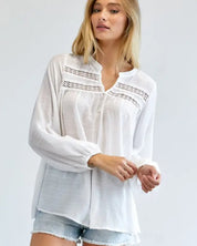 Solid V-Neck Blouse Top