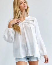 Solid V-Neck Blouse Top