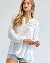 Solid V-Neck Blouse Top