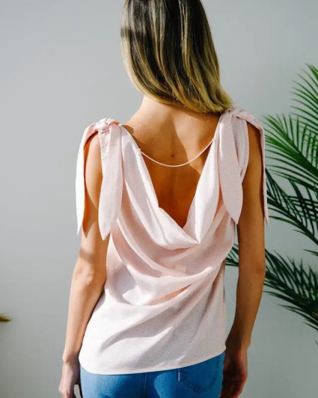 Solid V-Neck Sleeveless Top