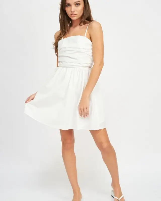 Sonia Ruched Bodice Poplin Mini Dress