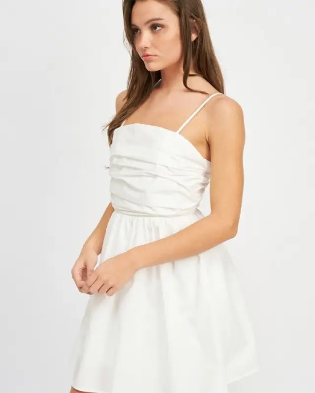 Sonia Ruched Bodice Poplin Mini Dress