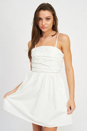 Sonia Ruched Bodice Poplin Mini Dress