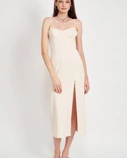 Spaghetti Strap Midi Dress With Slit