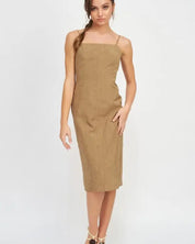 Spaghetti Strap Midi Dress With Slit