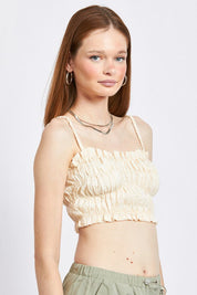 Spaghetti Strap Ruched Crop Top