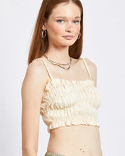 Spaghetti Strap Ruched Crop Top