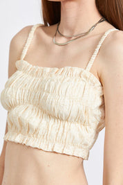 Spaghetti Strap Ruched Crop Top