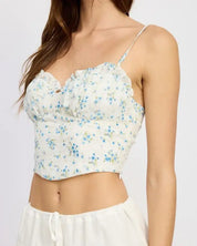 SPAGHETTI STRAP RUFFLED TOP