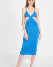 Spaghetti Strap Tie Back Midi Dress With Cutout