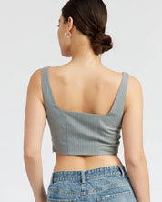 SQUARE NECK TOP WITH LACE UP FRONT