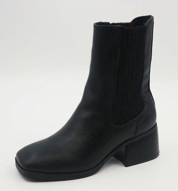 square toe bootie with side elastic st