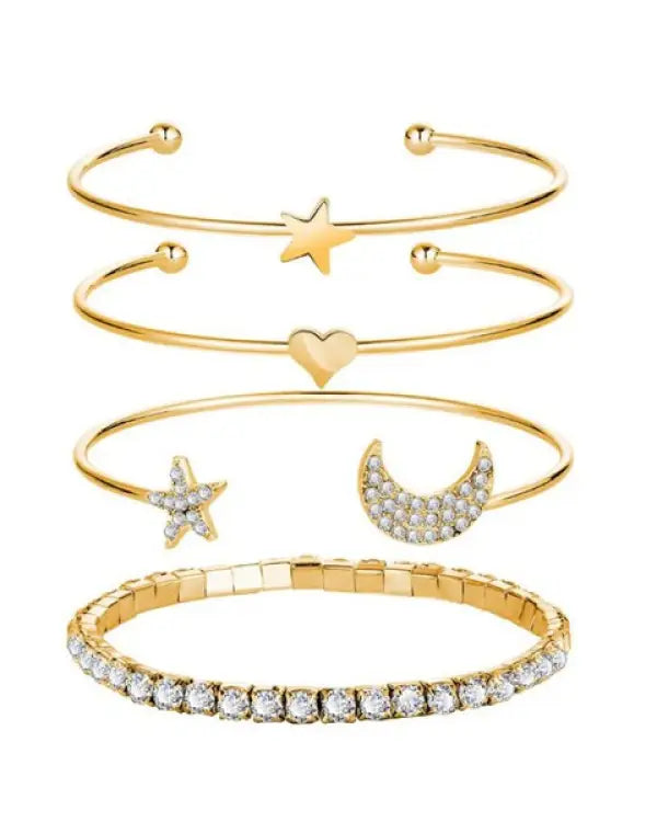 Stacked Bracelet Set - 11 - Gold / OS