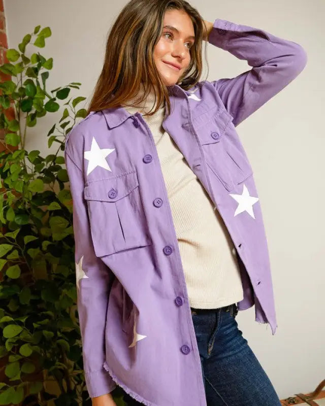 Star Printed Military Jacket