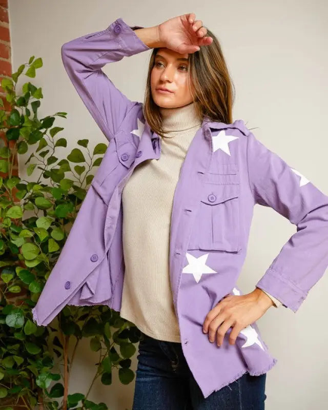 Star Printed Military Jacket