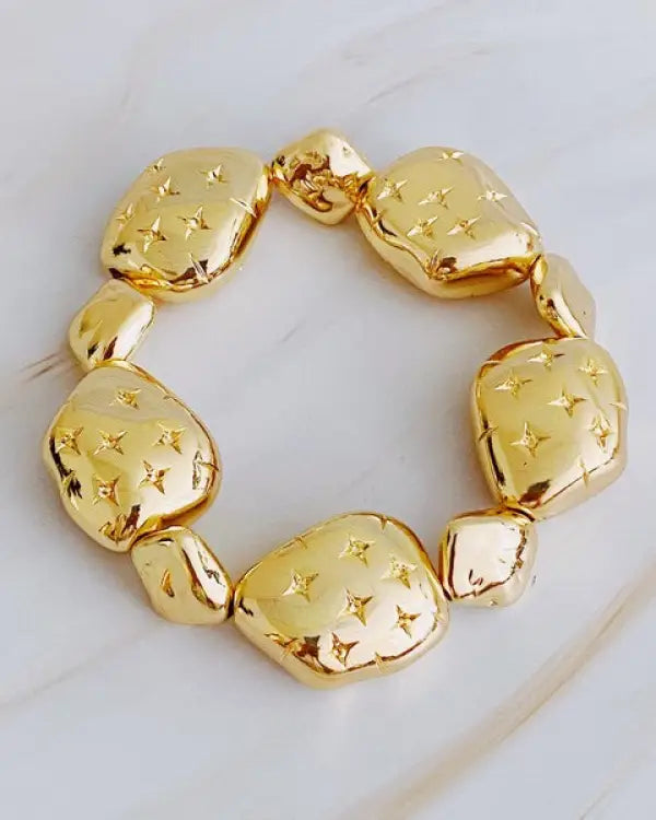 Starlight Golden Pebble Stretch Bracelet