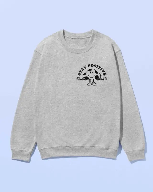 STAY POSITIVE MUSHROOM SWEATSHIRT PLUS SIZE - GREY / 1X