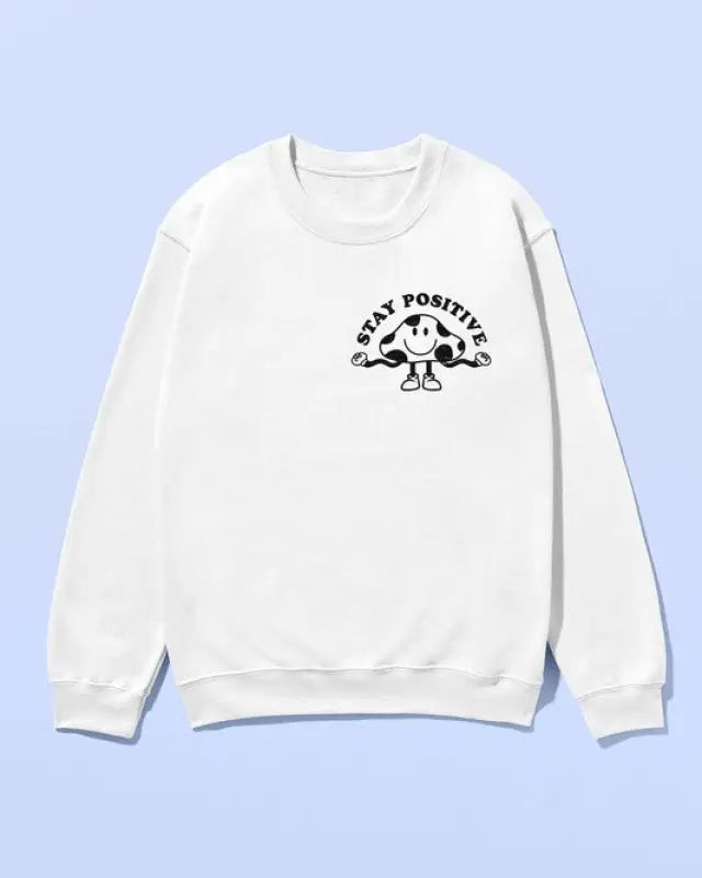 STAY POSITIVE MUSHROOM SWEATSHIRT PLUS SIZE - WHITE / 1X