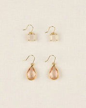 Stone earring set - pink / m