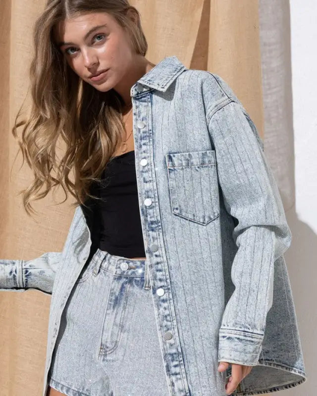 Stone Stripe Denim Jacket