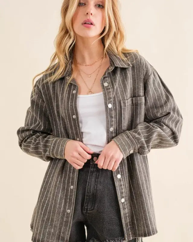 Stone Stripe Denim Jacket