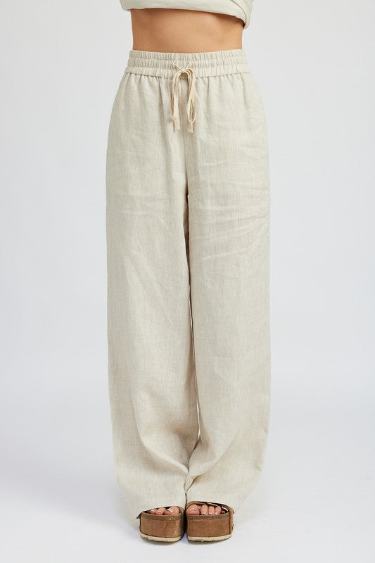 STRAIGHT LEG LOUNGE PANTS - NATURAL / S