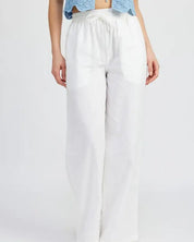 STRAIGHT LEG LOUNGE PANTS - OFF WHITE / S