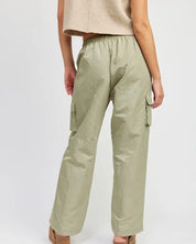 Straight Leg Pants With Elastic Waist Band