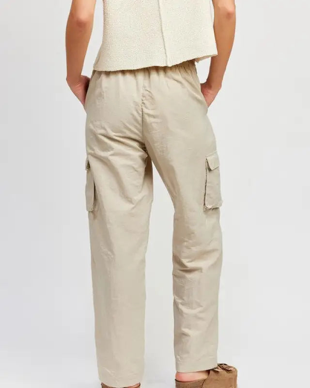 Straight Leg Pants With Elastic Waist Band