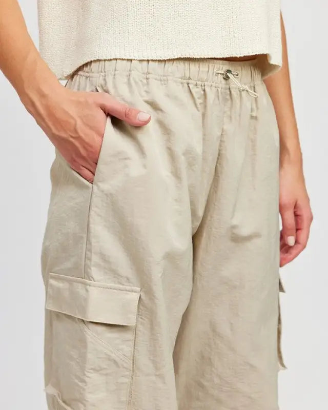 Straight Leg Pants With Elastic Waist Band