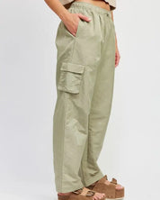 Straight Leg Pants With Elastic Waist Band