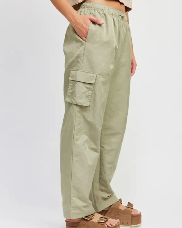 Straight Leg Pants With Elastic Waist Band