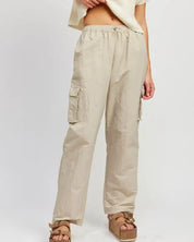 Straight Leg Pants With Elastic Waist Band