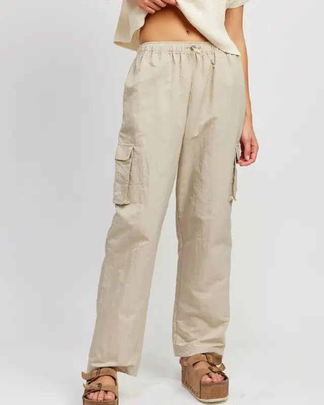 Straight Leg Pants With Elastic Waist Band