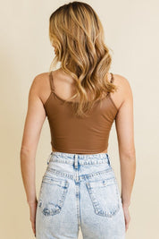 Strap Faux Leather Crop Cami Top