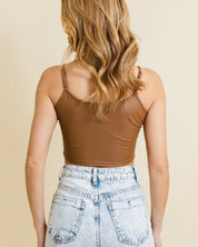 Strap Faux Leather Crop Cami Top