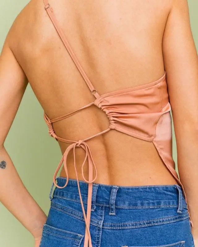 Strappy Asymmetrical Satin Top