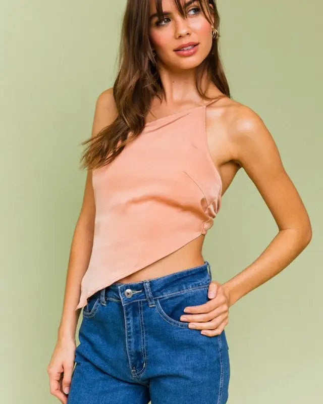 Strappy Asymmetrical Satin Top