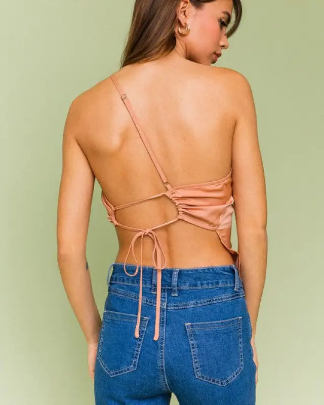 Strappy Asymmetrical Satin Top