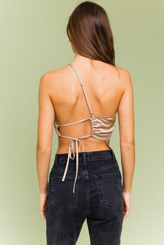 Strappy Asymmetrical Satin Top