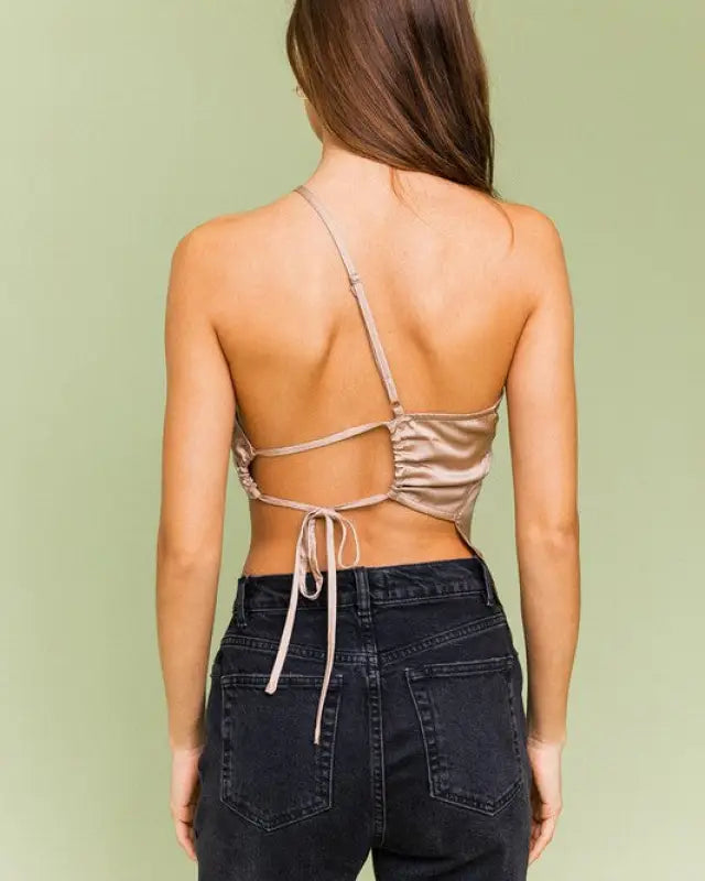 Strappy Asymmetrical Satin Top