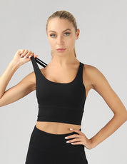 Strappy Back Active Crop Top - Black / S