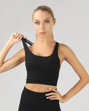 Strappy Back Active Crop Top - Black / S