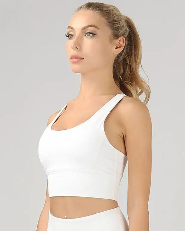 Strappy Back Active Crop Top - White / S