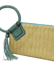 Straw Cuff Handle Tassel Wristlet Clutch