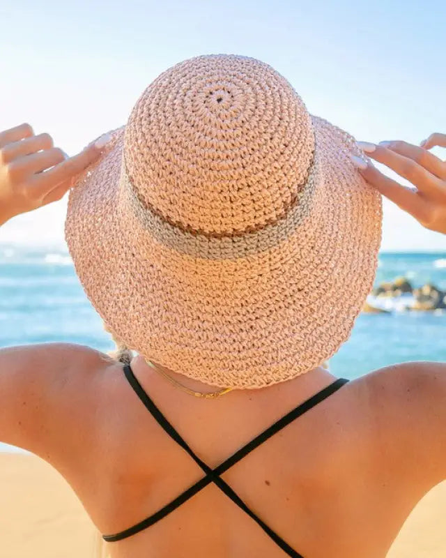 Stripe Accent Straw Bucket Hat