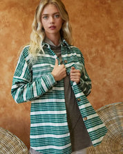 Stripe Button Down Long Sleeve Shacket