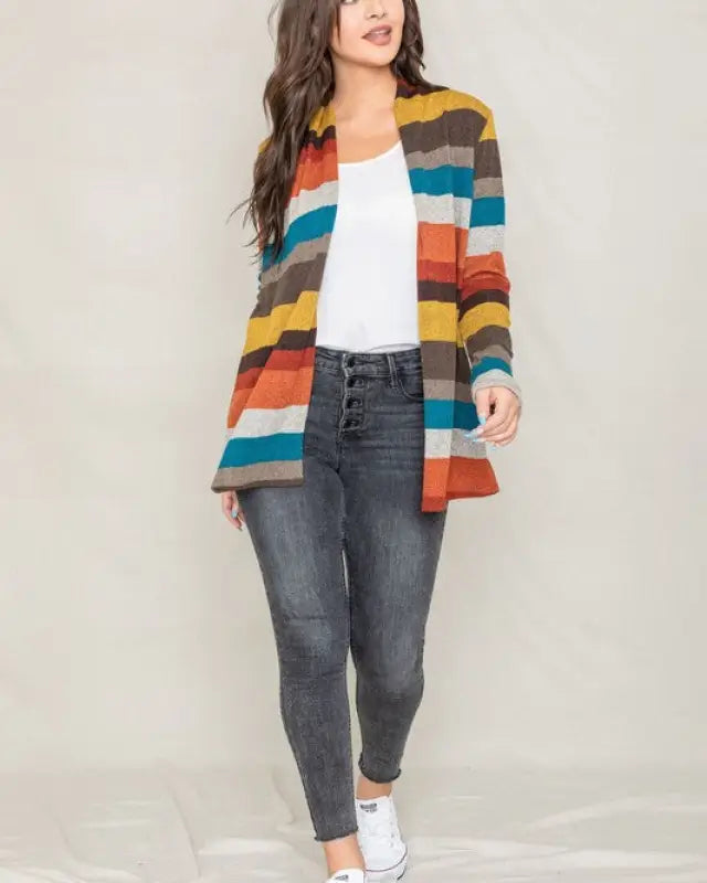 Stripe Elbow Patch Cardigan