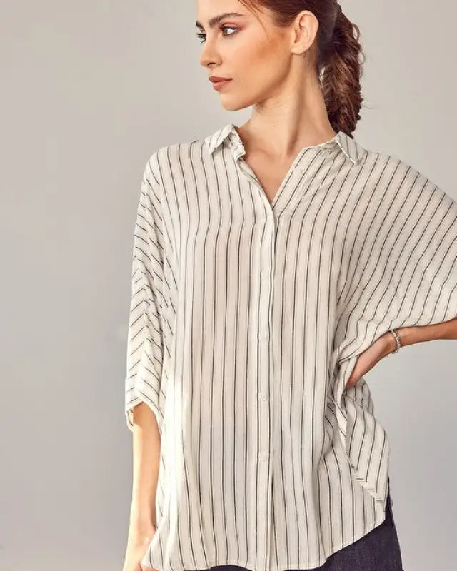 Stripe Printed Duster Sleeve Shirt