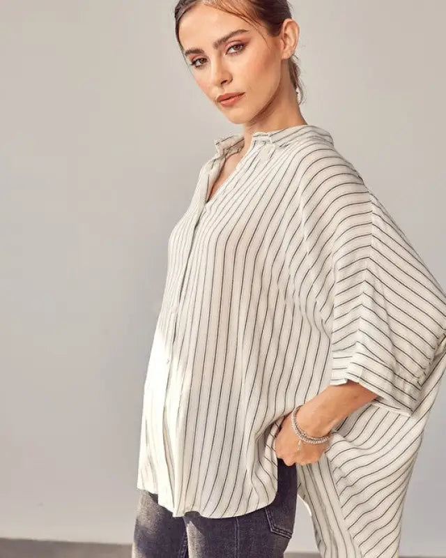 Stripe Printed Duster Sleeve Shirt